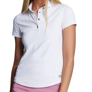 Greyson Scarlett Women’s Polo White Fitted Golf Tennis Collared Size Large